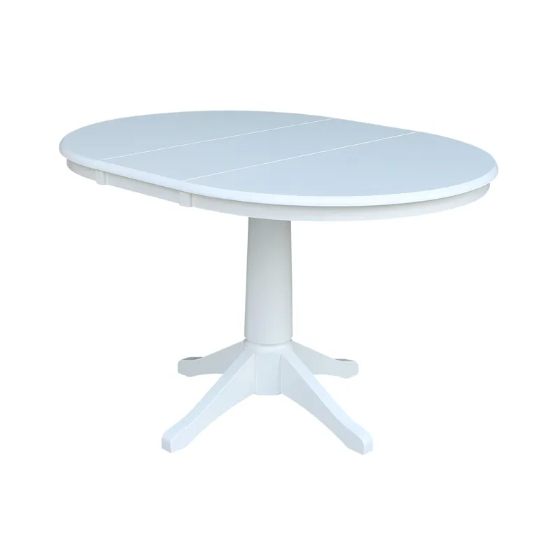 Dining Essentials - 36" Extension Table Top w/ 30"H Transitional Pedestal in Pure White