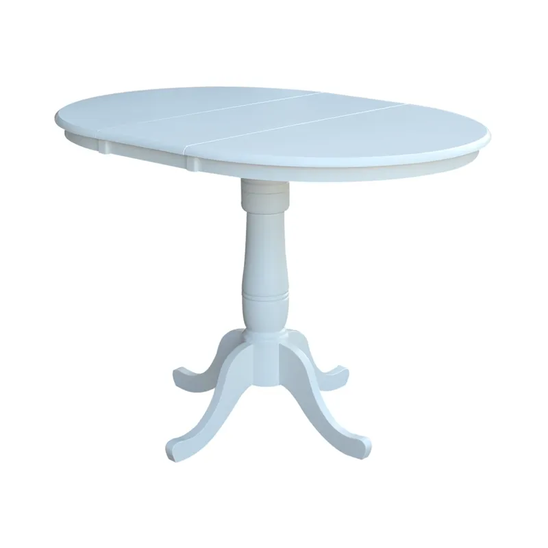 Dining Essentials - 36" Extension Table Top w/36"H Traditional Pedestal w/Extension in Pure White