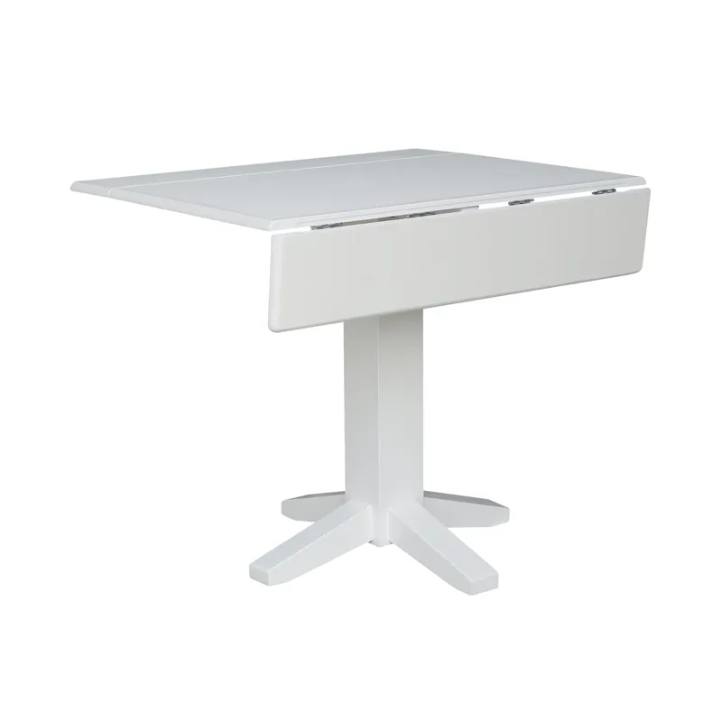 Dining Essentials - Square Drop Leaf Pedestal Table in Pure White