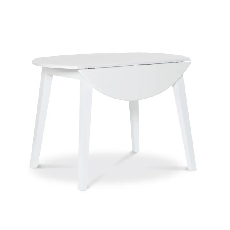 Dining Essentials - 42" Round Drop Leaf Table in Pure White
