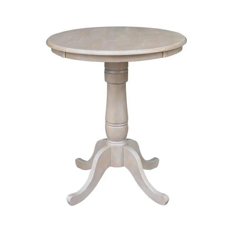 Dining Essentials - 30''Round Table Top w/36"H Traditional Pedestal w/Extension in Taupe Gray