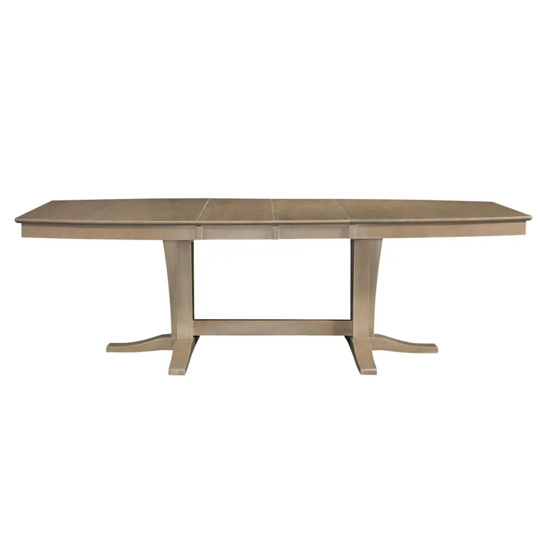 Cosmopolitan Collection - Extension Table Top and Double Pedestal Base in Taupe Gray