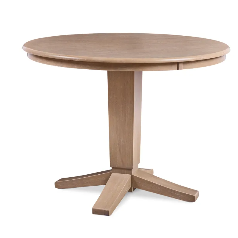 Dining Essentials - 42" Round Solid Top w/ 30"H Aria Pedestal in Taupe Gray