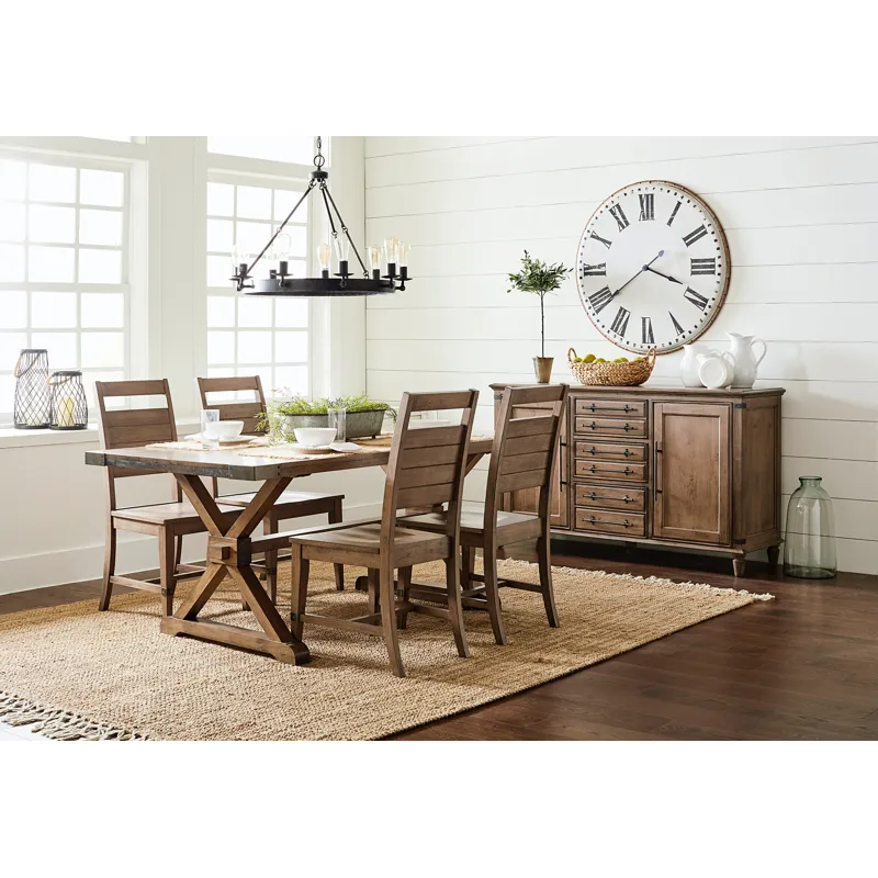 Farmhouse Chic Collection Solid Table Top w/Base in Brindle