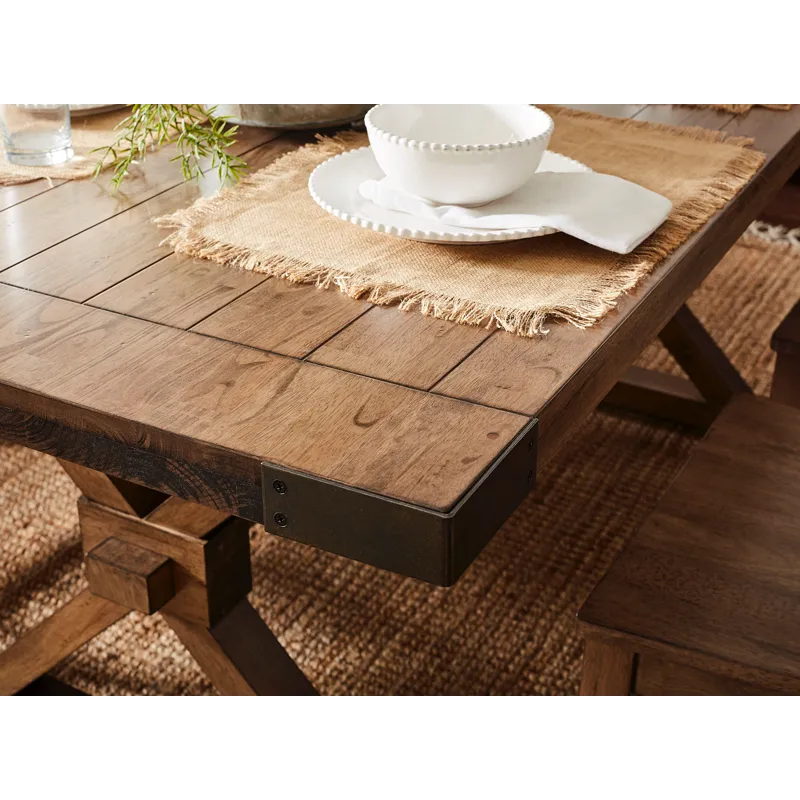 Farmhouse Chic Collection Solid Table Top w/Base in Brindle