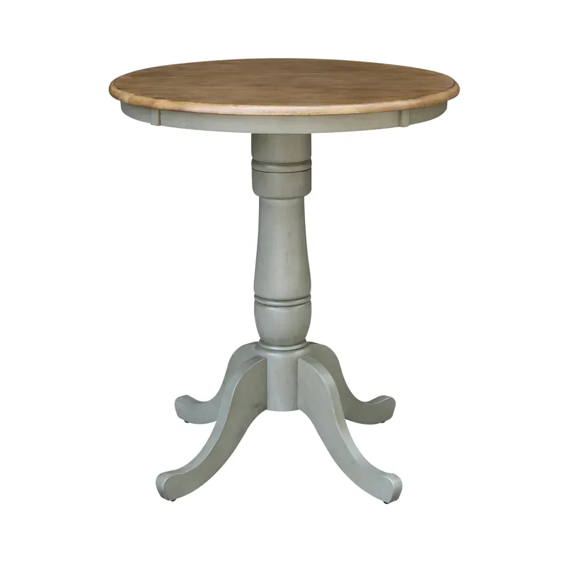 Dining Essentials - 30'' Round Table Top w/36"H Traditional Pedestal w/ Extension in Hickory/Stone