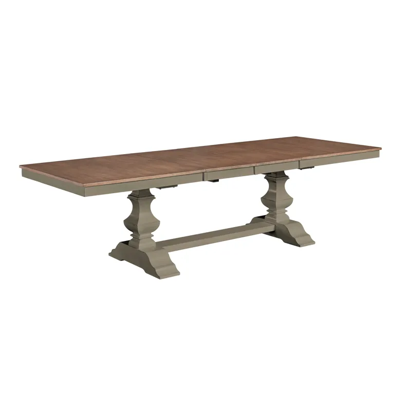 Vista Collection Extension Table Top w/Banks Trestle Base in Hickory and Stone