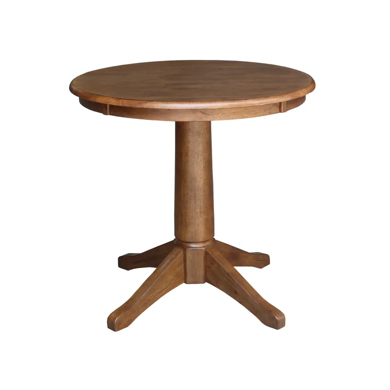 Dining Essentials - 30'' Round Table Top w/ 30''H Transitional Pedestal in Bourbon Oak