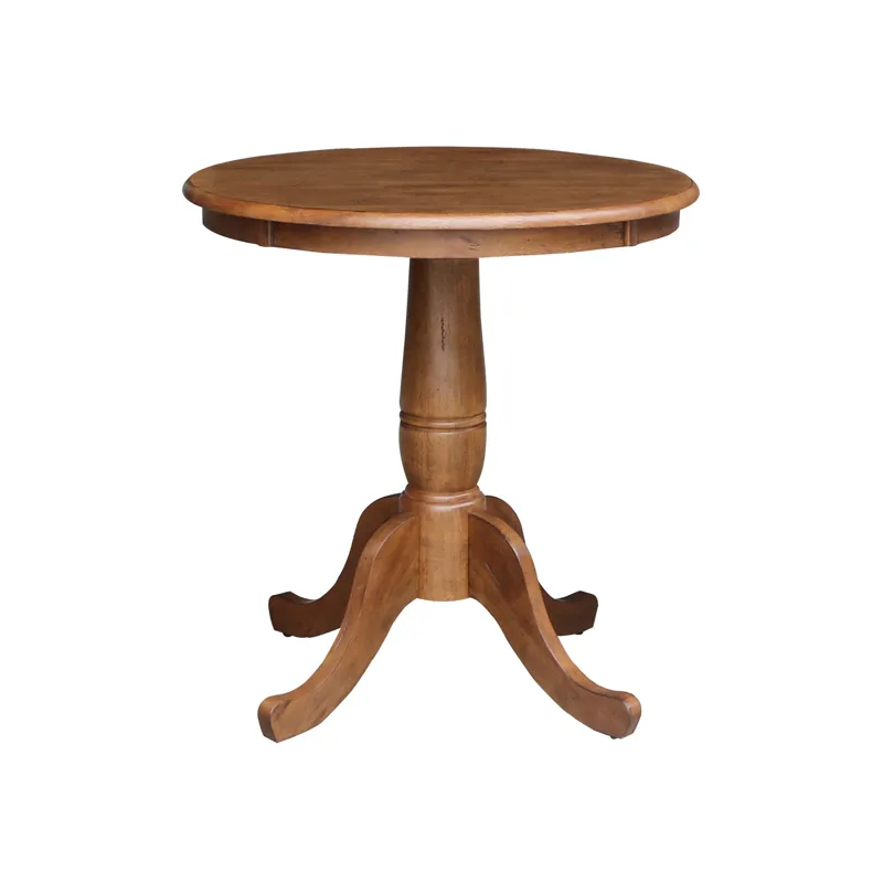 Dining Essentials - 36'' Round Tabe Top w/ 30''H Traditional Pedestal in Bourbon Oak