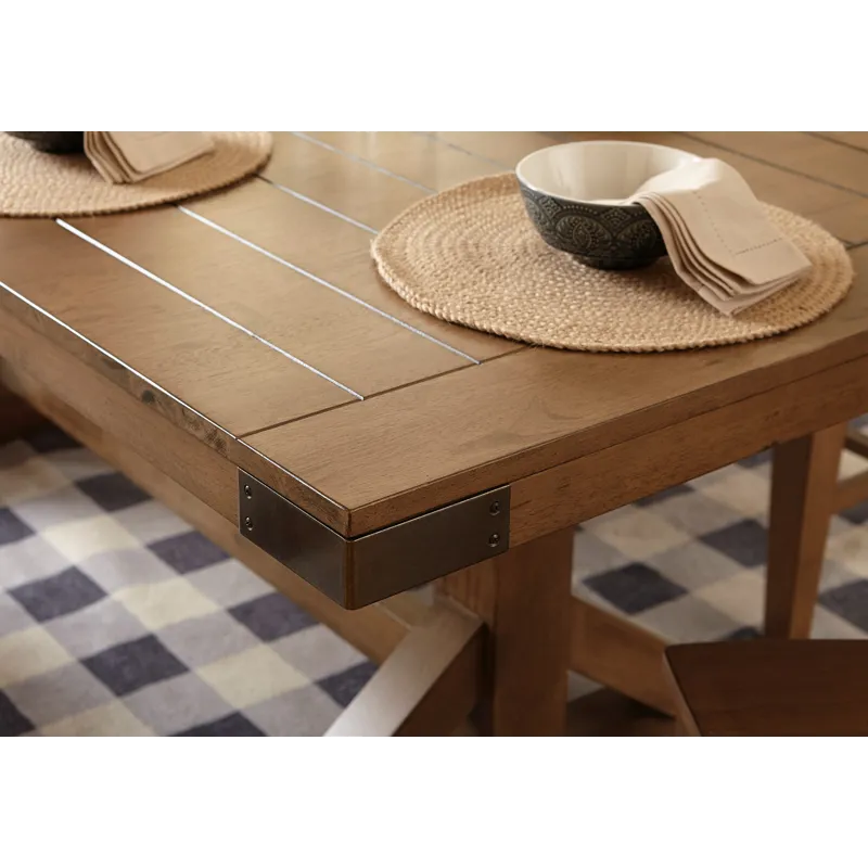Farmhouse Chic Collection Extension Table Top with Trestle Base in Bourbon