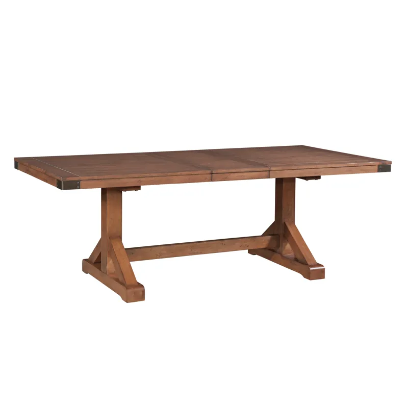 Farmhouse Chic Collection Extension Table Top with Trestle Base in Bourbon