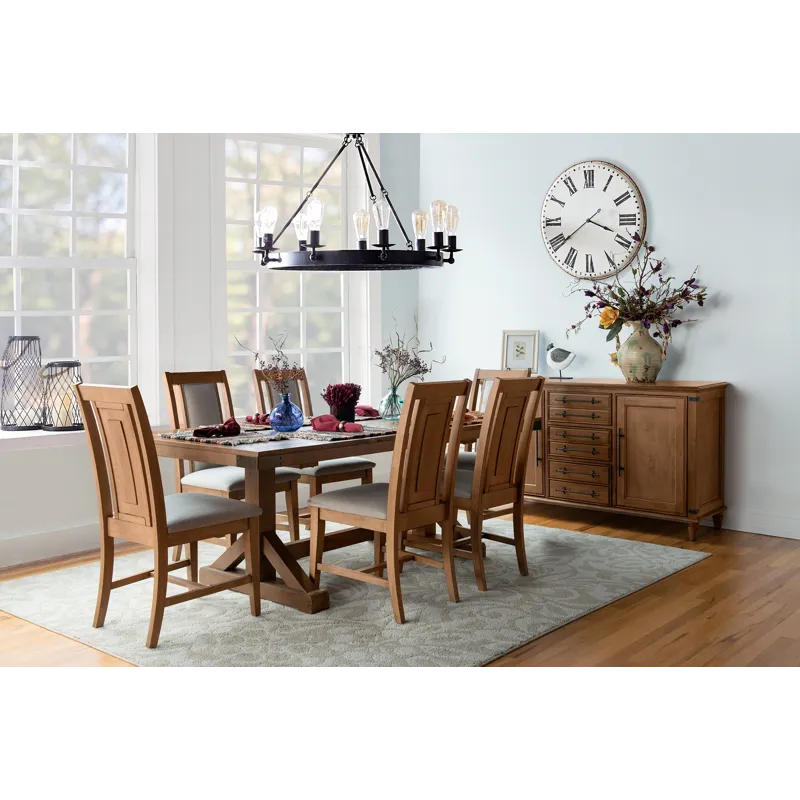 Farmhouse Chic Collection Extension Table Top with Trestle Base in Bourbon