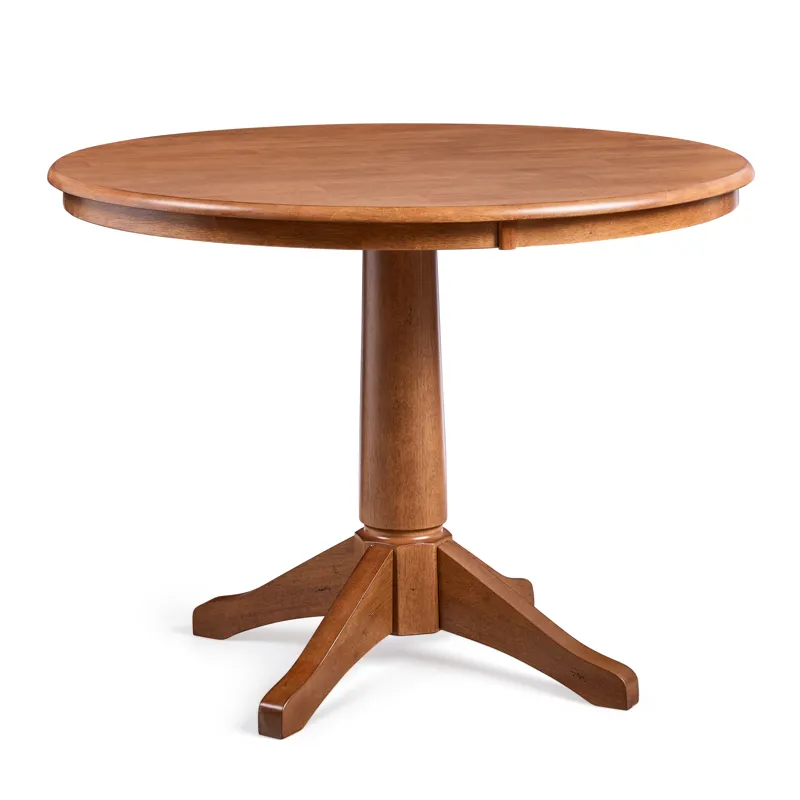 Dining Essentials - 42" Round Solid Top w/ 30"H Transitional Pedestal in Bourbon Oak