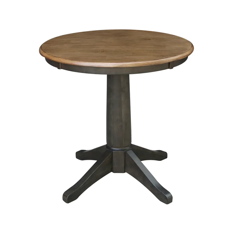 Dining Essentials - 30'' Round Table Top w/ 30" H Transitional Pedestal in Hickory/Coal