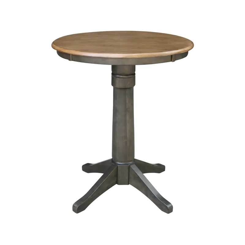 Dining Essentials - 30''Round Table Top w/36"H Transitional Pedestal w/Extension in Hickory/Coal