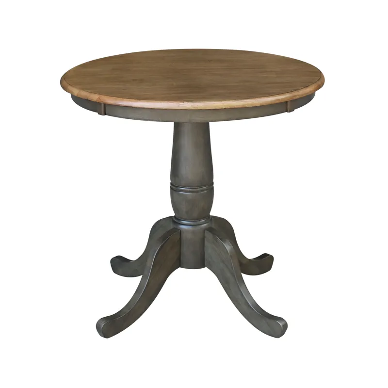 Dining Essentials - 30'' Round Table Top w/30"H Traditional Pedestal in Hickory/Coal