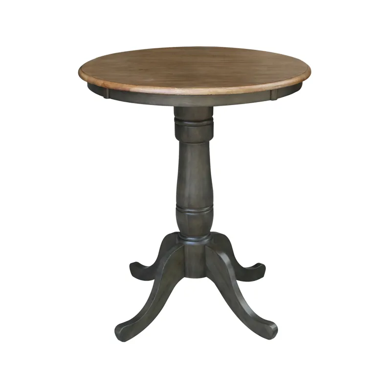 Dining Essentials - 30'' Round Table Top w/36"H Traditional Pedestal w/Extension in Hickory/Coal