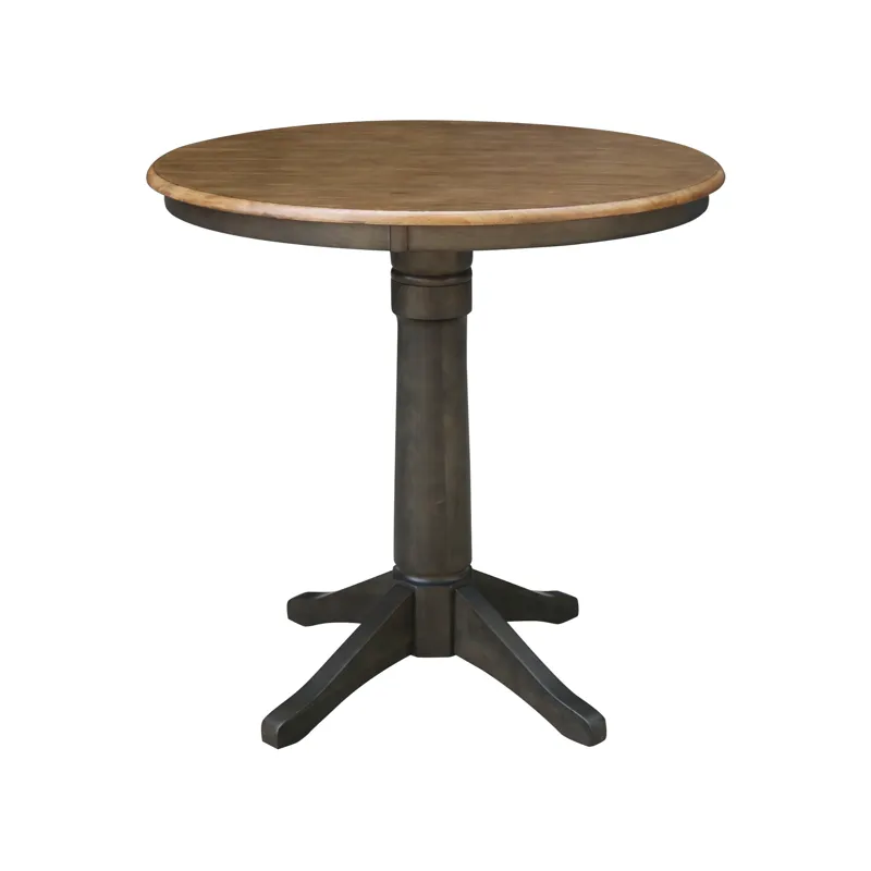 Dining Essentials - 36'' Round Table Top w/36"H Transitional Pedestal w/ Extension in Hickory / Coal