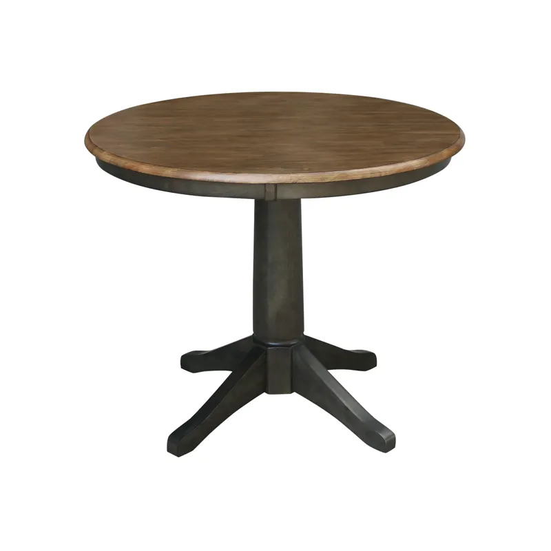 Dining Essentials - 36'' Round Table Top w/30"H Transitional Pedestal in Hickory / Coal