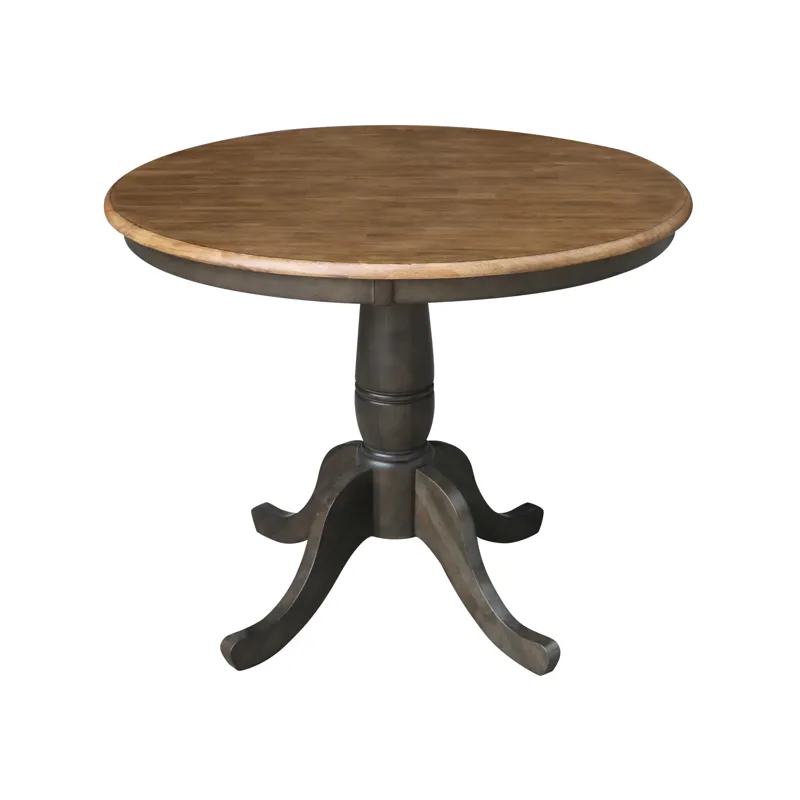 Dinning Essentials - 36'' Round Table Top w/30"H Traditional Pedestal in Hickory / Coal