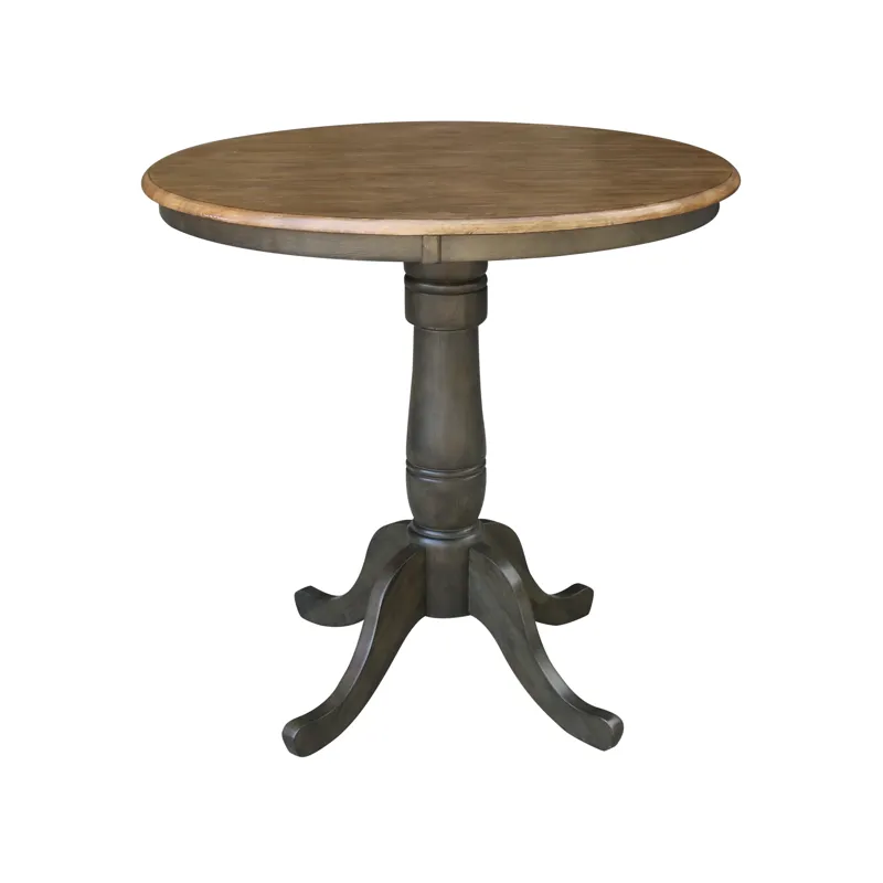 Dining Essentials - 36'' Round Table Top w/36"H Traditional Pedestal w/Extension in Hickory / Coal