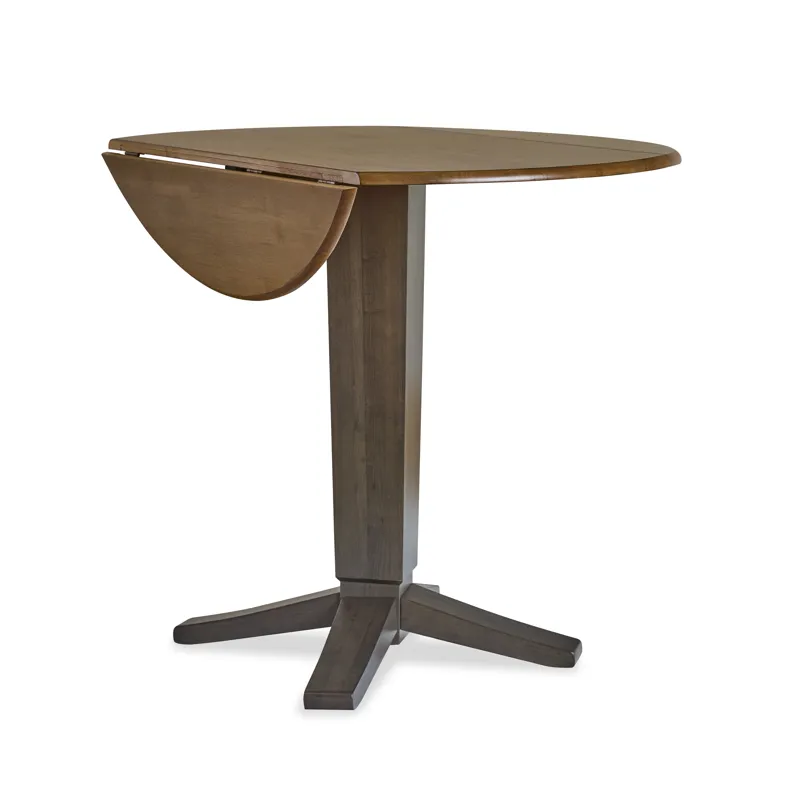 Dining Essentials - 42"Round Drop Leaf Top w/36"H Aria Pedestal in Hickory / Coal