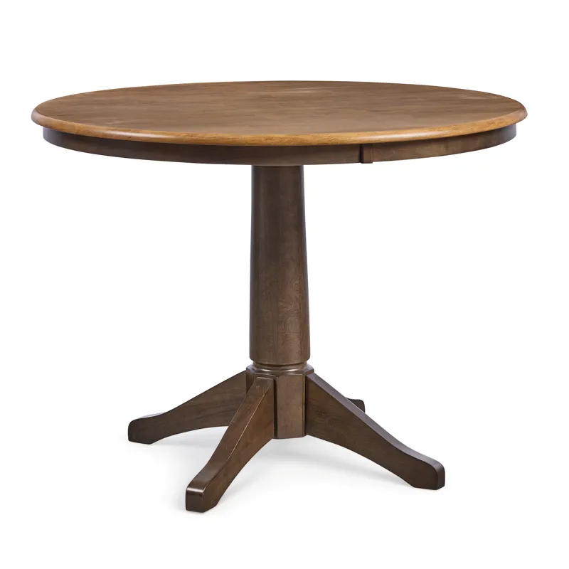 Dining Essentials - 42" Round Solid Top w/ 30"H Transitional Pedestal in Hickory and Coal