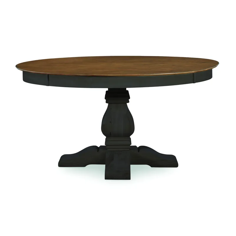 Vista Collection 52" Solid Round Table Top w/Banks Pedestal Base in Hickory and Coal