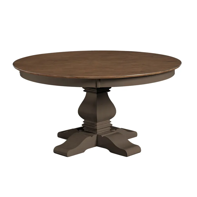 Vista Collection 60'' Solid Round Table Top with Banks Pedestal Base in Hickory and Coal