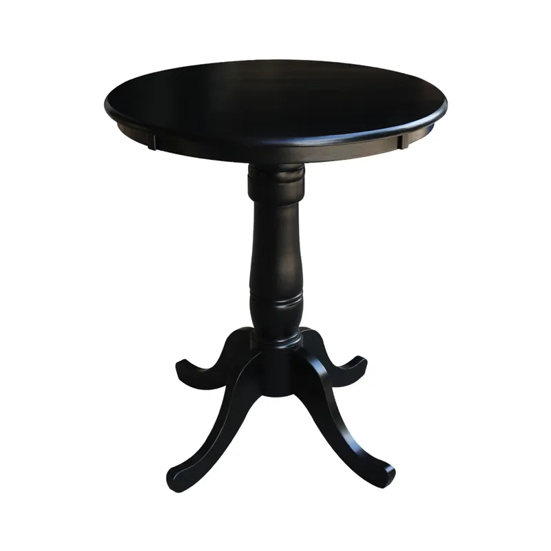 Dining Essentials - 30'' Round Table Top w/36"H Traditional Pedestal w/Extension in Black