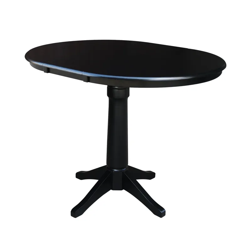 Dining Essentials - 36" Extension Table Top w/36"H Transitional Pedestal w/ Extension in Black
