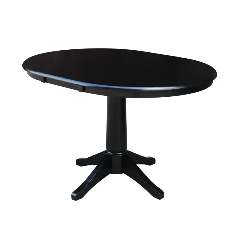 Dining Essentials - 36" Extension Table Top w/ 30"H Transitional Pedestal in Black