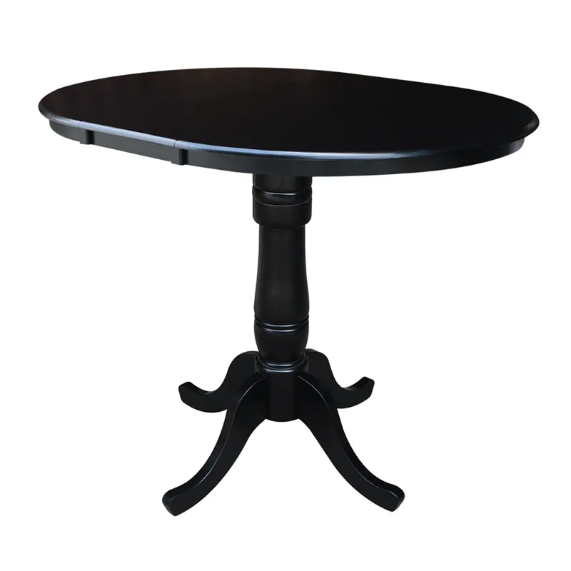 Dining Essentials - 36" Extension Table Top w/36"H Traditional Pedestal w/Extension in Black