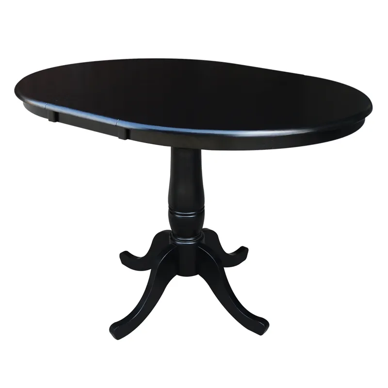 Dining Essentials - 36" Extension Table Top w/30"H Traditional Pedestal in Black