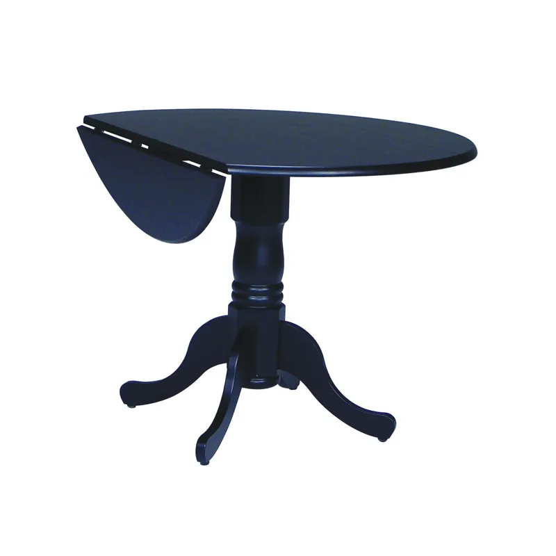 Dining Essentials - Round Drop Leaf Pedestal Table in Black