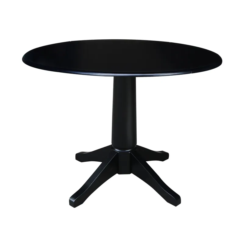 Dining essentials - 42" Drop Leaf Table Top w/30"H Transitional Pedestal in Black