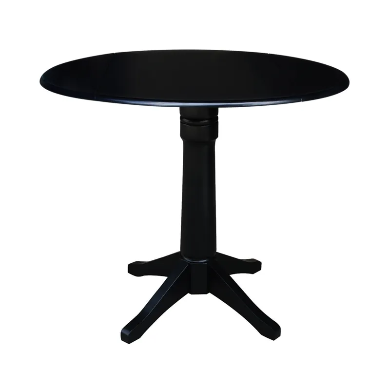 Dinning Essentials - 42" Drop Leaf Table Top w/36"H Transitional Pedestal w/Extension in Black
