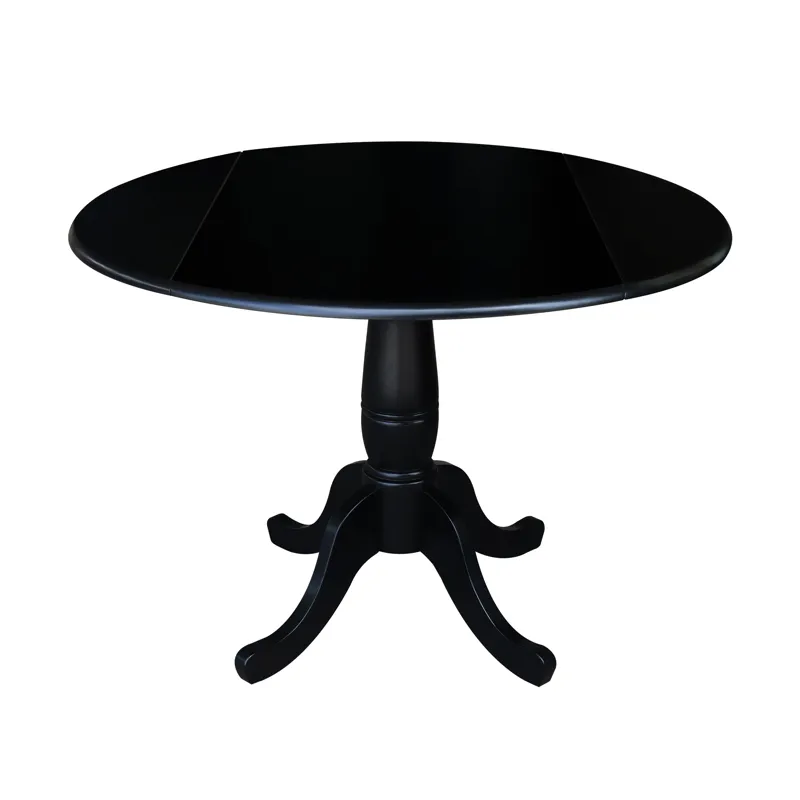 Dining Essentials - 42" Drop Leaf Table Top w/30"H Traditional Pedestal in Black