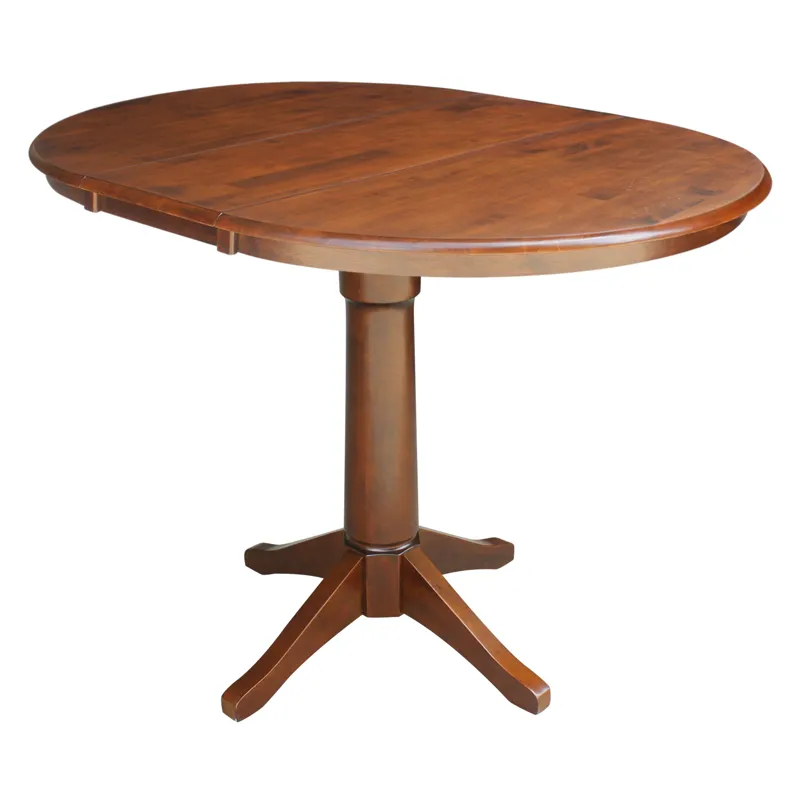 Dining Essentials - 36" Extension Table Top w/36"H Transitional Pedestal w/Extension in Espresso