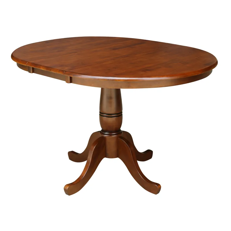 Dining Essentials - 36" Extension Table Top w/30"H Traditional Pedestal in Espresso