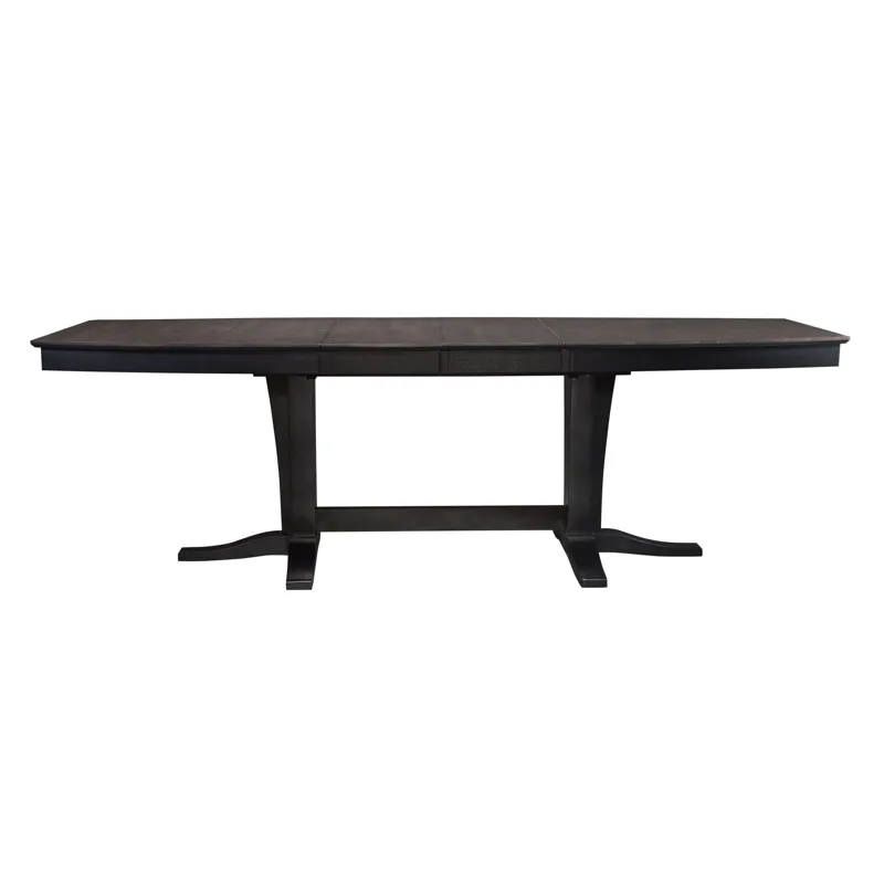 Cosmopolitan Collection - Extension Table and Double Pedestal Base in Coal & Black