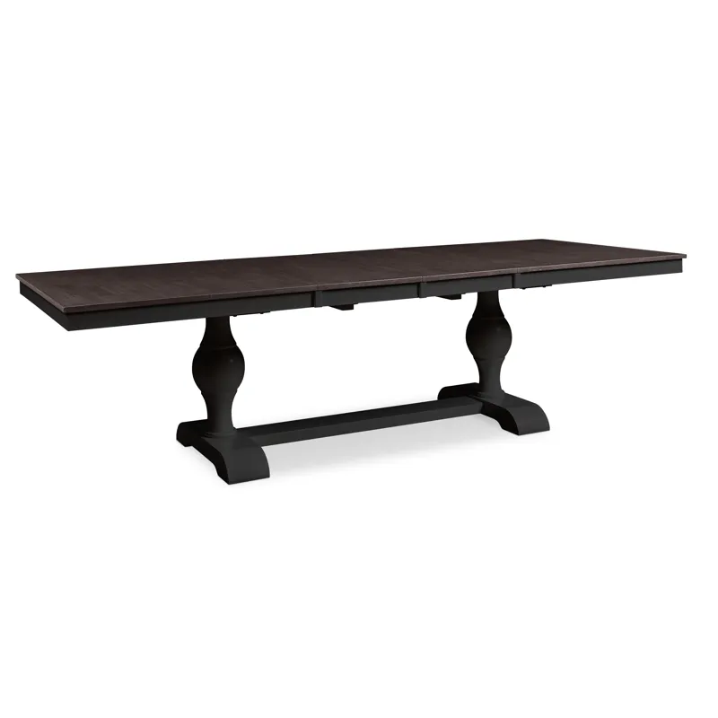 Cosmopolitan Collection - Dbl Leaf Tabletop w/ Grandeur Base in Coal and Black