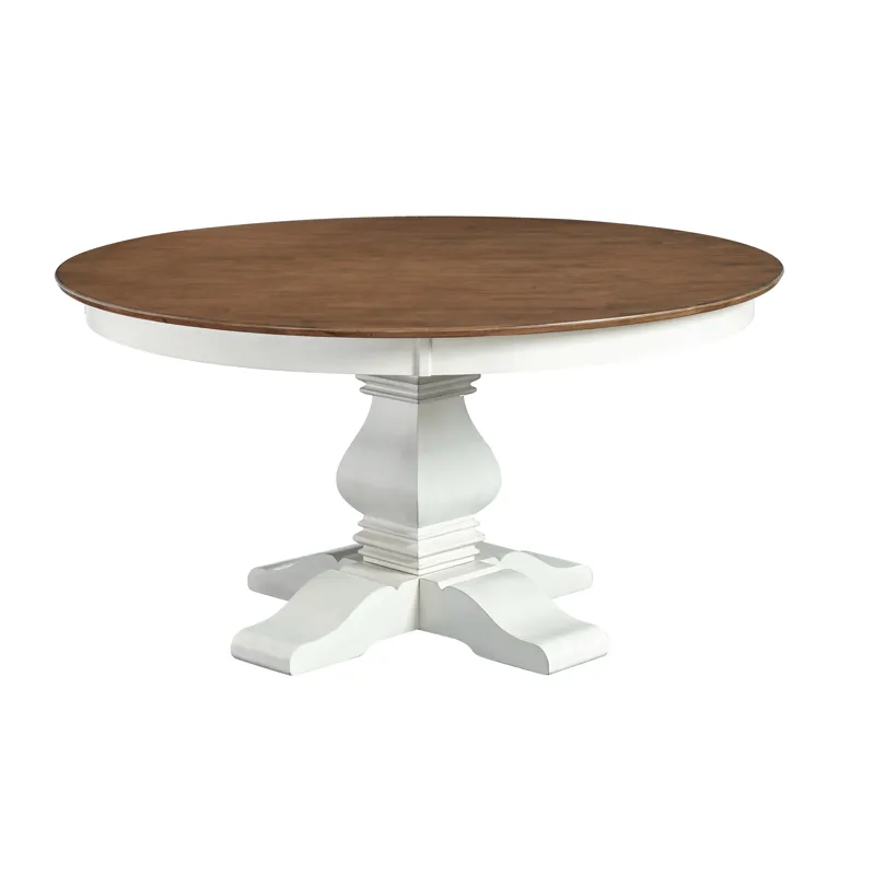 Vista Collection 60'' Round Table Tp w/Banks Pedestal Base in Hickory and Shell