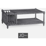 Antique Dark Grey Rectangular Coffee Table With Magazine Rack
