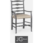 Antique Dark Grey Ladder Back Armchair