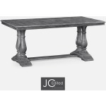 Antique Dark Grey Rectangular Fixed Top Dining Table
