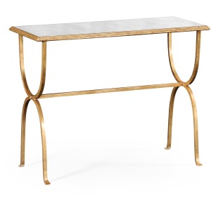 Eglomise Gilded Iron Horseshoe Console