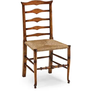 Triangular Detail Ladder Back Chair With Rush Seat Side