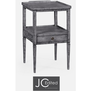 Antique Dark Grey Square Lamp Table With Drawer
