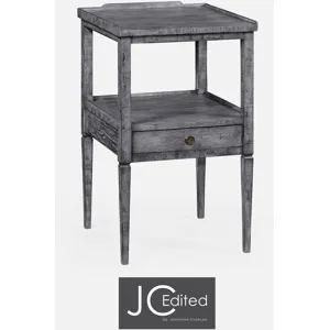Antique Dark Grey Square Lamp Table With Drawer